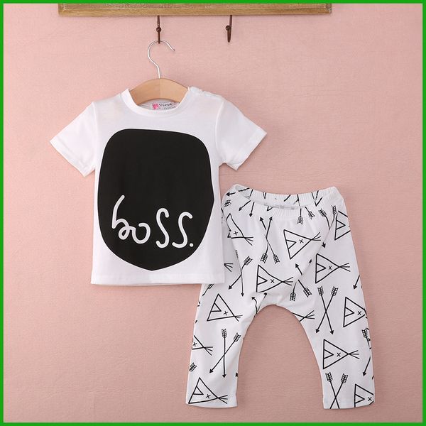 

Босс письмо Детские комбинезоны белый черный красочные прекрасные модные наряды