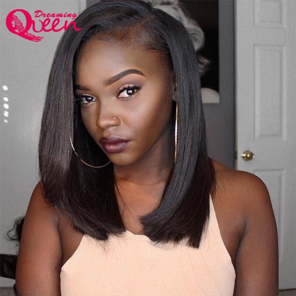 

bob wigs 130% density 13x4 lace front brazilian virgin human hair wig pre plucked glueless closure frontal african american short wigs for b, Black;brown