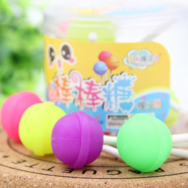 

wholesale-new arrival 12pcs creative pencil eraser cartoon cute school supplies kids prize stationery sweet candy lolipop ing