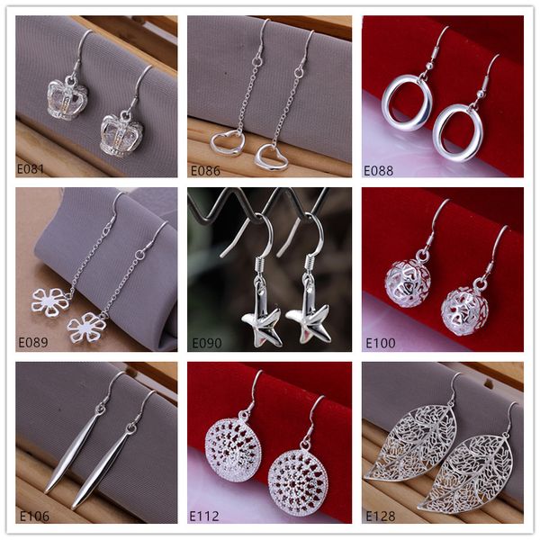 

gift women's sterling silver plated earring mixed style eme20,fashion 925 silver plate dangle chandelier earrings