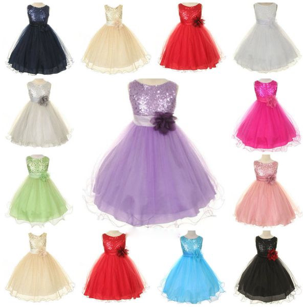 

flower girl dresses gold sequin flower sash ivory tank tutu flower girl dresses with ball gown little kid wedding baby pagea, White;blue