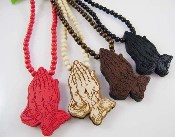 

Good Wood Hip Hop Praying Hand 4Colors Fashion Goodwood Necklace Wholesale