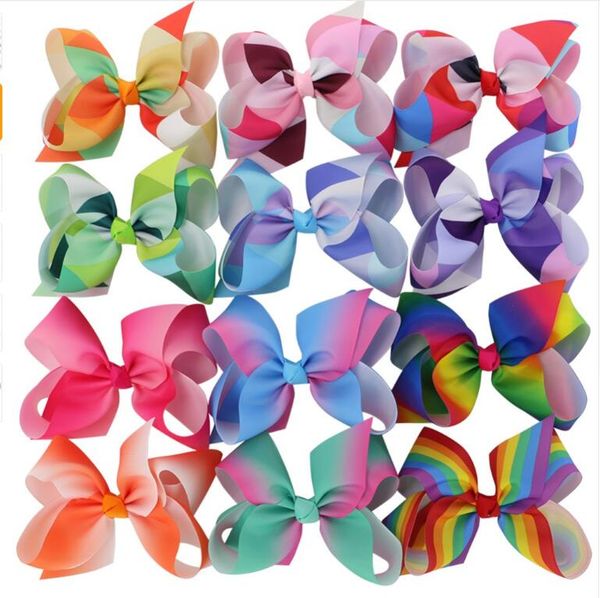

4pcs rainbow jojo bows for girls mix colors hair bows for children trendy kids hair accessories birthday party dressing up diy kit, Slivery;white