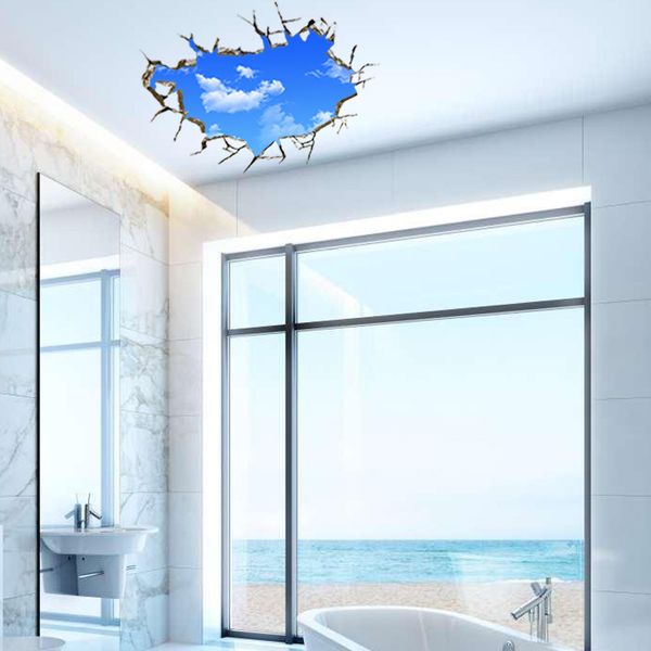 Landscape Blue Sky White Cloud 3d Wall Sticker Creative Home Decal