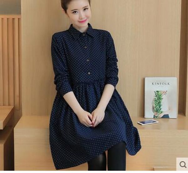 

беременных женщин платье с длинным рукавом длинное пальто в прилива хан издание одежда для беременных осень 2016 новая мама, White