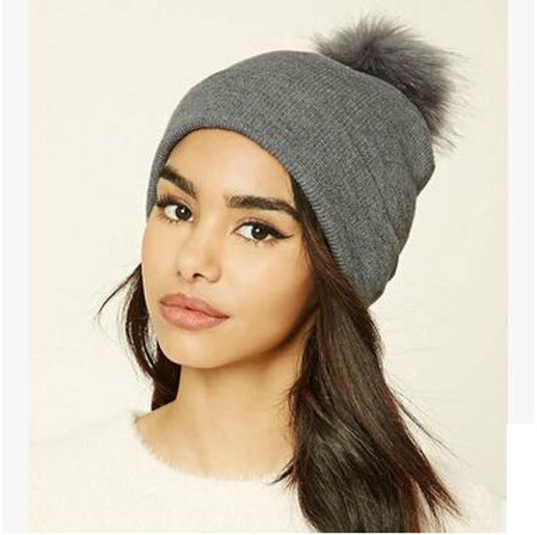 

2017 women fur ball solid knitted hat cute sweety girls woolen beanie for winter popular design caps ing, Blue;gray