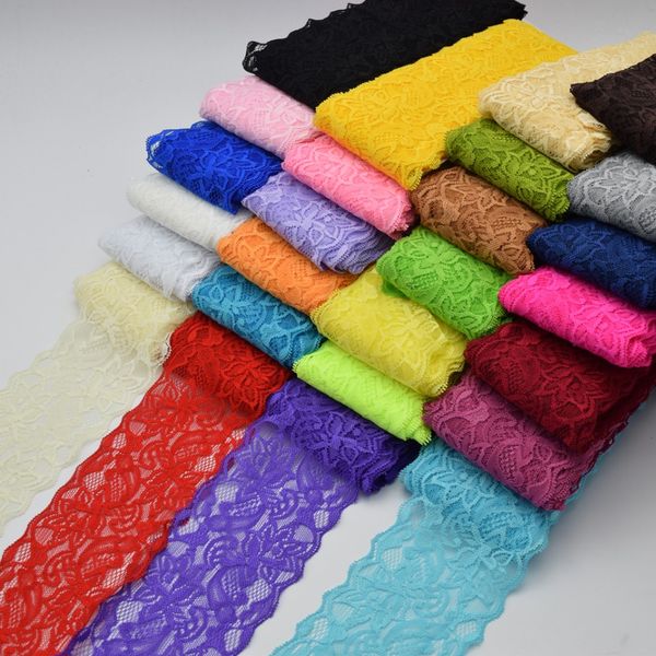 

many color beautiful lace stretch floral lingerie headband for girl and lady elastic diy lace wide:8cm 26colors, Black