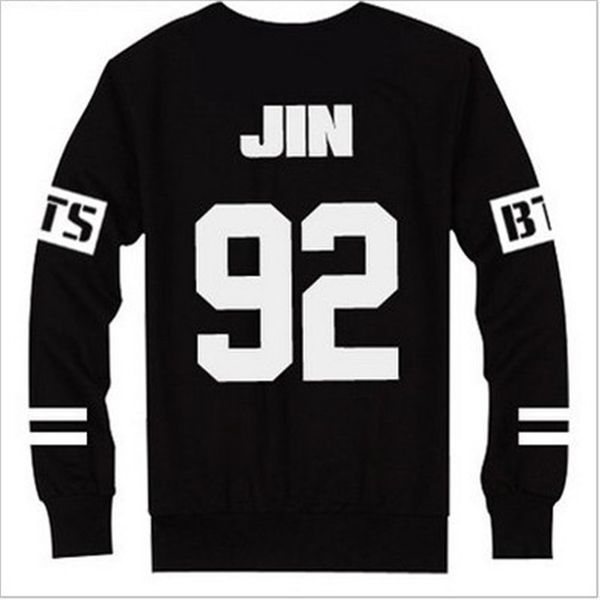 

wholesale- popular 2016 kpop bts bangtan boys jung kook jhope jin jimin v suga sweatshirt black autumn long sleeve hoody outerwears