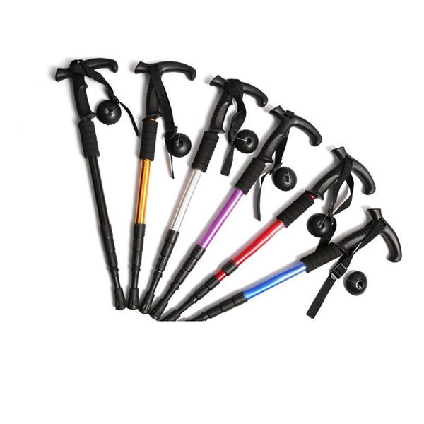 

adjustable telescopic aluminum alloy hiking walking stick trekking pole 3 section anti-shock anti-skid ultra-light alpenstock outdoor