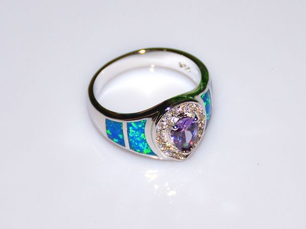 

Wholesale & Retail Fashion Fine Blue Fire Opal Rings with Blue Cubic Zirconia Stone 925 Silver Plated Jewelry RAL152502