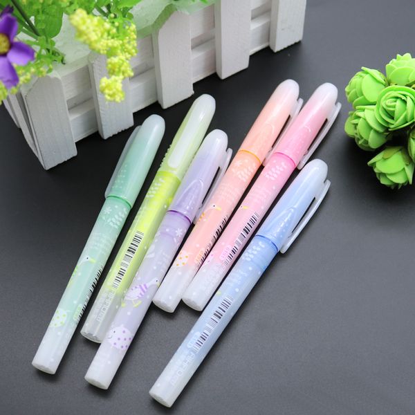 

wholesale-6 pcs novelty scent 6 colors highlighter marker pen marker school supplies highlighter marker material escolar scribble pen, Black;red