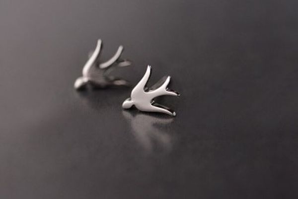 

swallow ear studs s925 silver sterling earrings fashion jewelry gifts for her s925 swallow stud earrings, Golden;silver