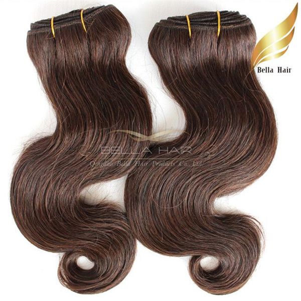 

grade 8a brazilian body wave colored human hair weft brown #4 wavy human hair weaves bella hair extensions, Black