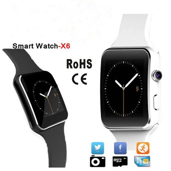 

2017 hd bluetooth smart watch x6 smartwatch the smartwatches for android phone with camera support sim card wholesale 1pc/lot
