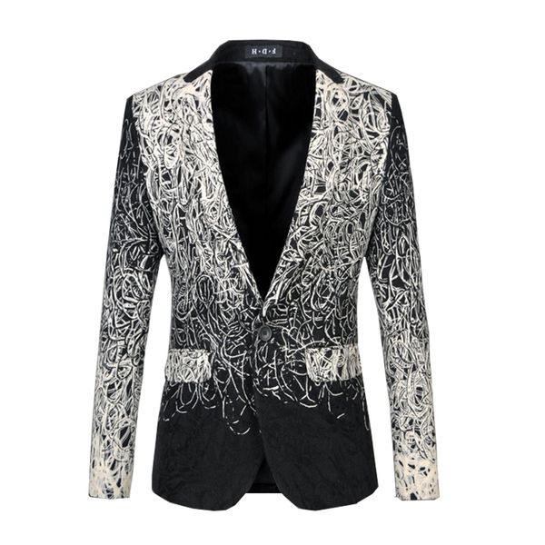 

wholesale-2016 exclusive design luxury men blazer gradient business blazers jacket for singer blazer plus size m-6xl, White;black