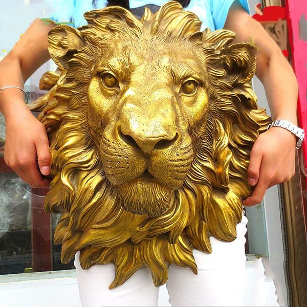 2019 Chinese Pure Bronze Lions Head Wall Hang Family Decor Art Sculpture From Antique01 794 98 Dhgate Com