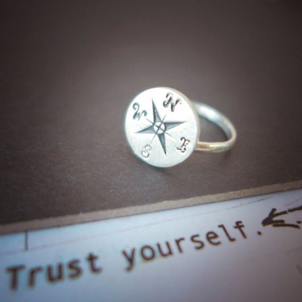 

2016 fine jewelry anel feminino original compass rings women men antique couple ring in gold/silver/rose gold, Golden;silver