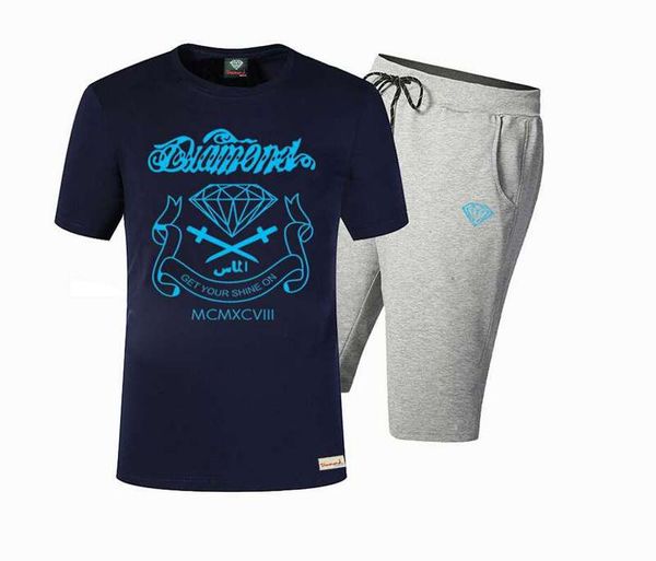 

casual s-5xl new short sleeve set men hip hop diamond supply tracksuits for men, Gray