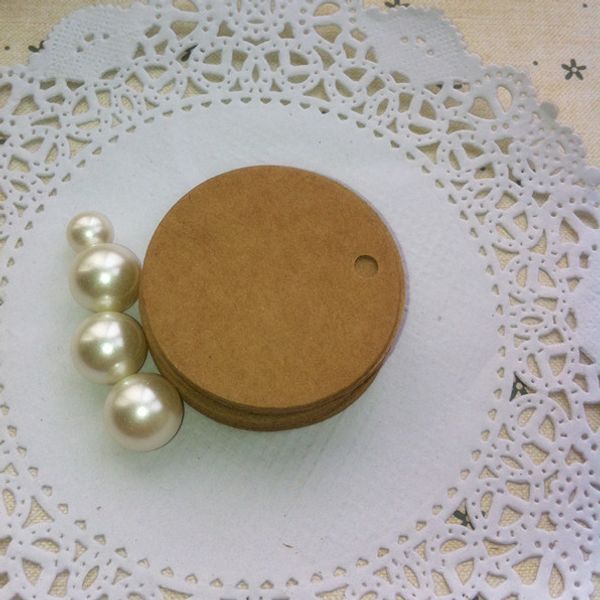 

500 ШТ. Коричневый Крафт-Бумага Теги Круглый 3.5 см Багажа Свадебные Примечания Этик