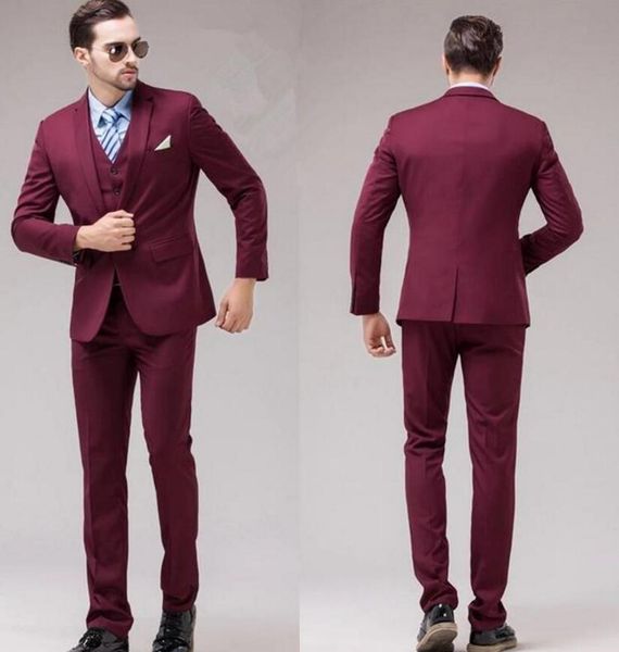 Slim Fit Back Vent One Button Smoking dello sposo Notch Risvolto Groomsmen Uomo Smoking da sposa Abiti da ballo (Giacca + Pantaloni + Gilet)