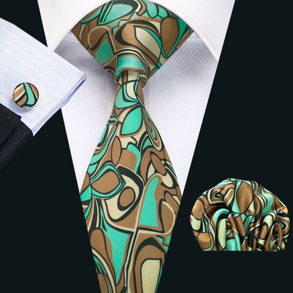 

mens silk ties novelty green brown geometric business wedding neck tie set include tie cufflinks hankerchief necktie n-1217, Black;blue