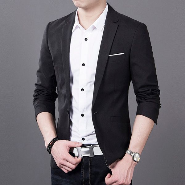 

2018 casual blazer men fashion plus size business slim fit jacket suits masculine blazer coat button suit men formal suit jacket cl056, White;black