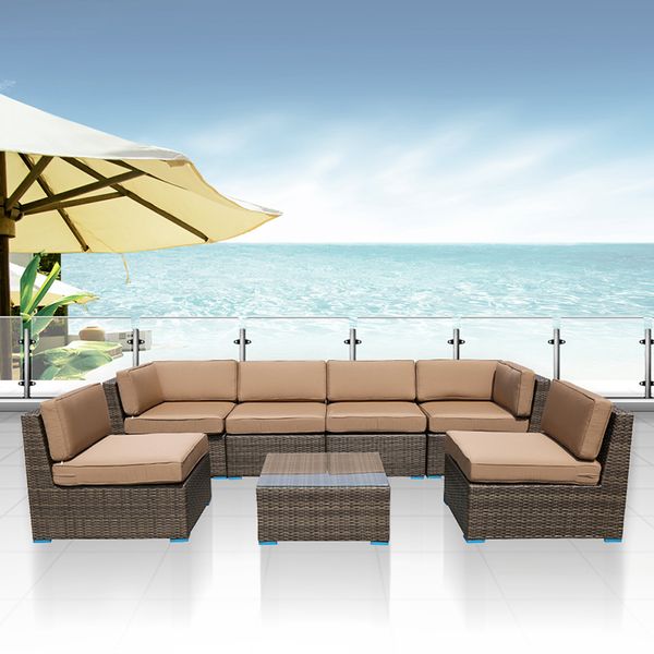 2018 Outdoor Furniture Complete Patio Cushion Wicker Rattan Garden Outdoor Furniture Complete Patio Cushion Wicker Rattan Garden Corner Sofa Couch Set 7pcs