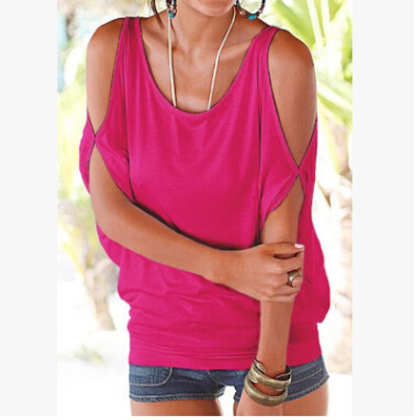 

short casual tshirts summer sleeved women loose candy color batwing short sleeved open cold shoulder fashion clothing tees h18z, White