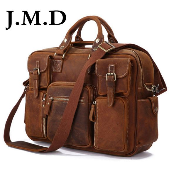 

wholesale- j.m.d selling 100% genuine leather rare crazy horse leather men's briefcase lapbag tote bag shoulder messenger bag 7028