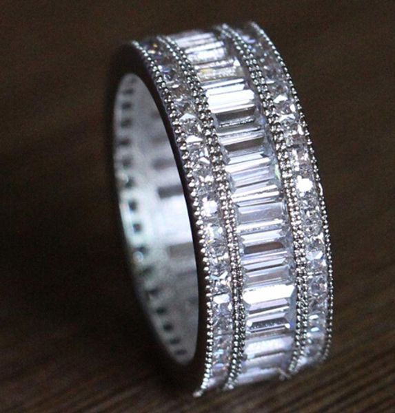 

wholesale - wholesale new nice full princess cut white z diamonique simulated diamond 10kt white gold gf wedding band ring, Golden;silver