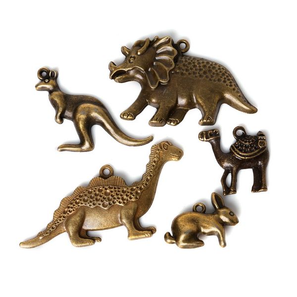 

new wholesale 11pcs/lot mixed tibetan zinc alloy dinosaur charms antique bronze plated pendants for diy jewelry findings jewe, Bronze;silver