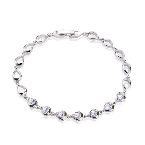 

elegant bridal drop bracelet women's round sparkling cubic zirconia cz pear shape tennis bracelet romantic present for lover, Black