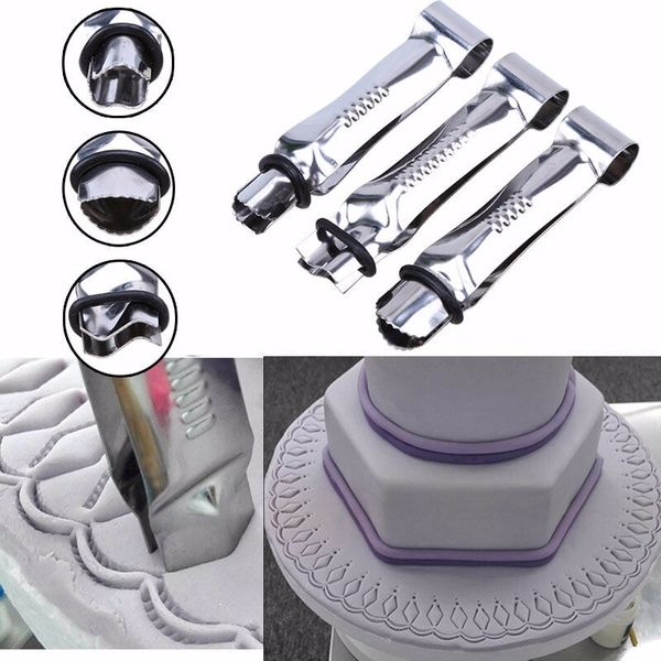 

wholesale- 3pcs fondant cake cookie curve crimper stainless steel cutter decorating 11-362