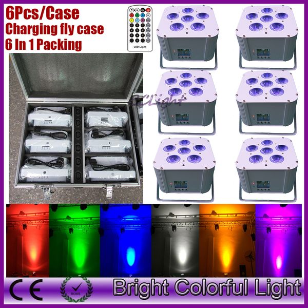 

(6 шт. +1 fly case / лот) 6 шт.*18 Вт Rgbwauv красочный яркий светодиодный свадебный аккумулято