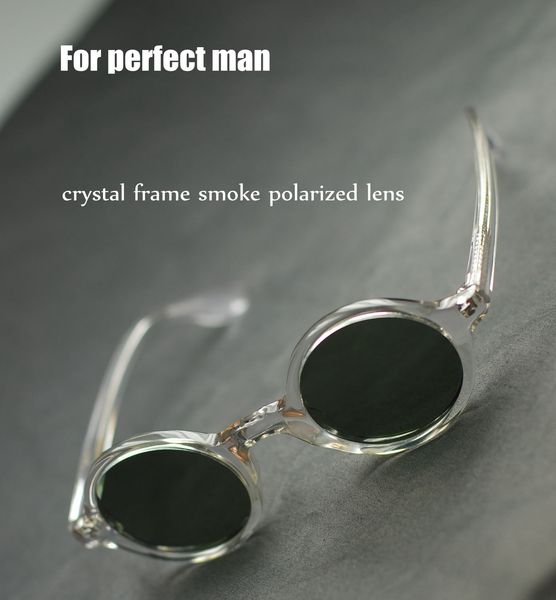 

retro vintage 1960's depp sunglasses round crystal frame smoke polarized lens, White;black