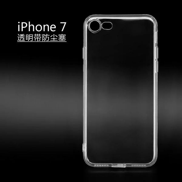 

for iphone 8 8th 7 plus iphone7 i7 7gen soft tpu case with dust plug clear transparent silicone rubber crystal skin cover celular cell phone