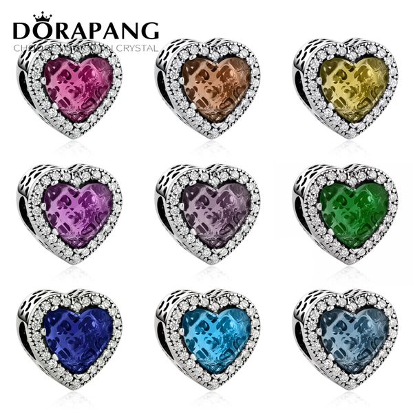 

dorapang 100% 925 sterling silver new heart-shaped crystal charm beads fit bracelet diy bracelet for women factory wholesale, Black