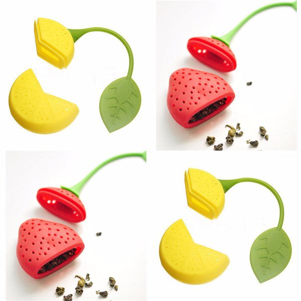 4pcs Silicone Tea Ball Bag Strainer Strawberry Herbal Spice Infuser Filter Tool # R571