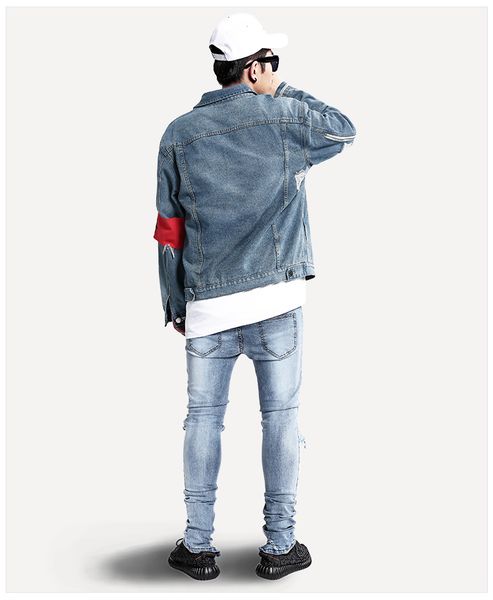 

fall-new fashion mens true quality hiphop blue jacket ripped winter autumn denim hop swag trends justin hip street jeans bieber vrnkv, Black