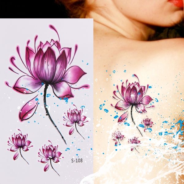 Acheter 10 Feuilles Set Fleurs Autocollants De Tatouage Temporaire Imperméable à Leau Corps Art Décor Safe Body Tattoo Autocollants 105 X 60mm De