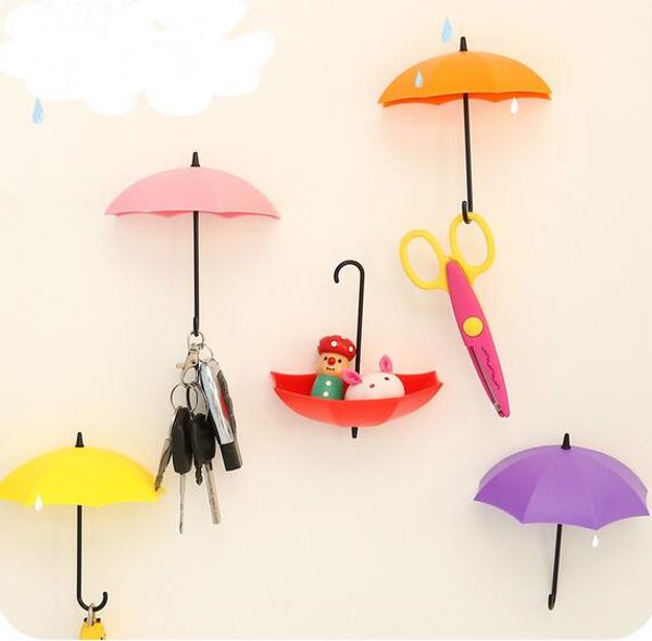 

3 pcs/set colorful umbrella wall hook key hair pin holder organizer decorative