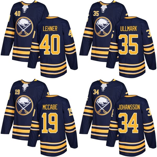 

2017 new brand adults buffalo sabres 19 jake mccabe 34 jonas johansson 35 linus ullmark 40 robin lehner navy ice hockey jersey accept custom, Black;red