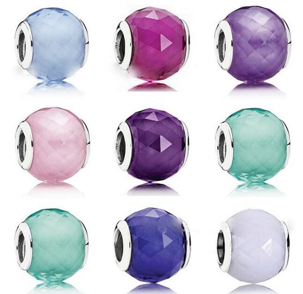 

diy boutique silver platedclassic 925 logo stamped crystal beads jewelry accessories big hole glass charms fits bracelets / necklaces zhp003