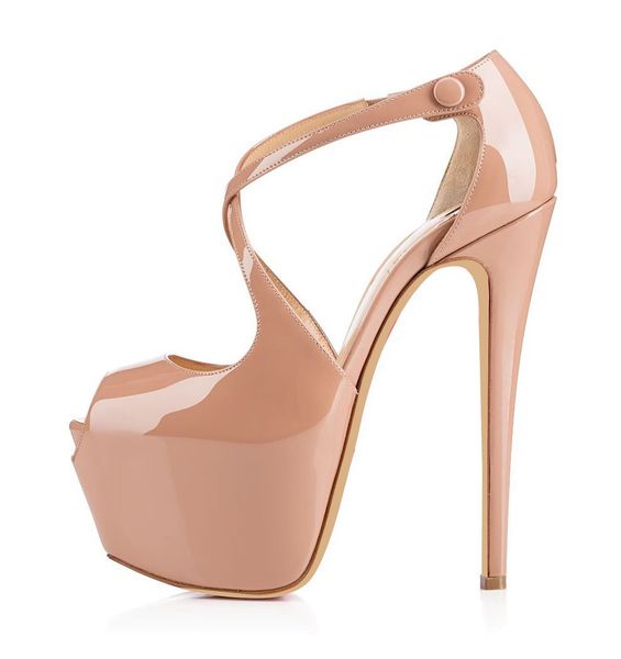 

karmran women handmade fashion brand crisscross peep toe 160mm high heel sandals pumps for party wedding shoes beige z70318, Black