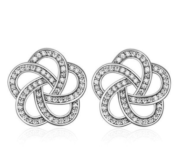 

stud earrings fashion women luxury zircon 18k gold plated flowers earrings jewelry wholesale drop shipping ter048, Golden;silver