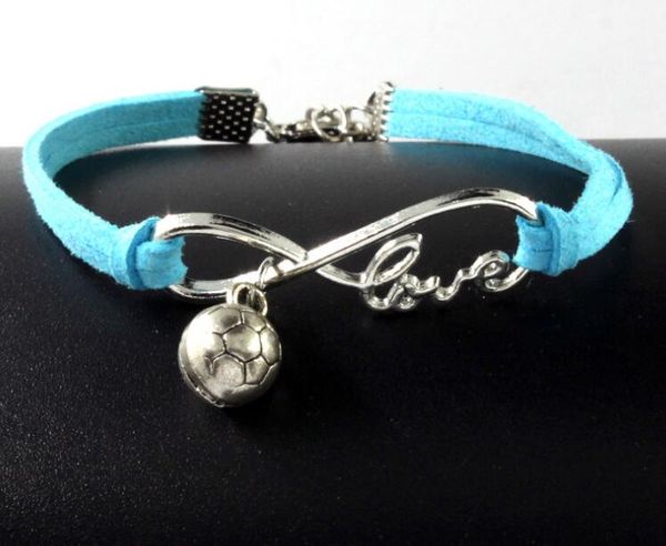 

Винтаж Серебряный любовь Бесконечности футбол Футбол прелести браслет Браслет д