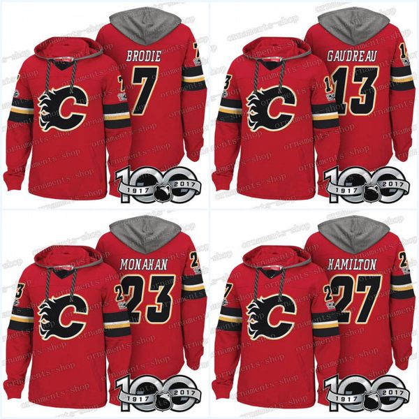 

100th calgary flames jerseys 19 matthew tkachuk 7 t. j. brodie 23 sean monahan 13 johnny gaudreau hoodies jerseys sweatshirts, Black;red