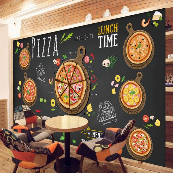 Acquista Carta Da Parati Personalizzata 3d Pareti 3d Pizza Shop Carta Da Parati Carta Da Parati Caffè Pane Ristorante Da Pranzo Rivestimento Murale