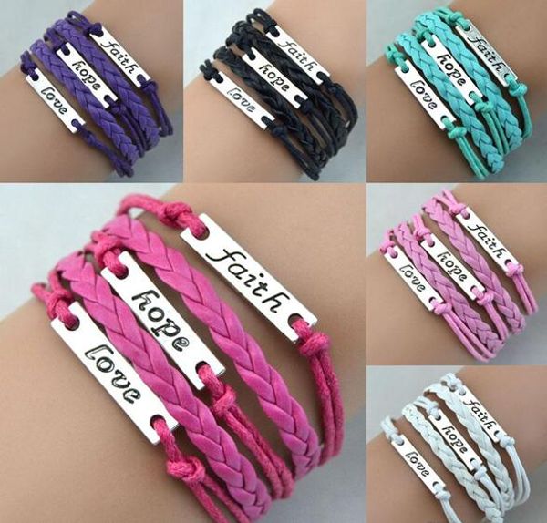 

Надежда вера любовь браслеты ручной работы кожаный браслет Надежда Вера Любовь браслет письмо Надежда Вера Любовь DHL