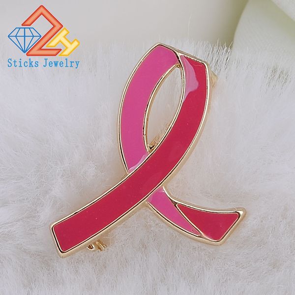 

fight aids alloy enamel brooch pink ribbon factory direct promotional gifts to prevent breast cancer, Gray